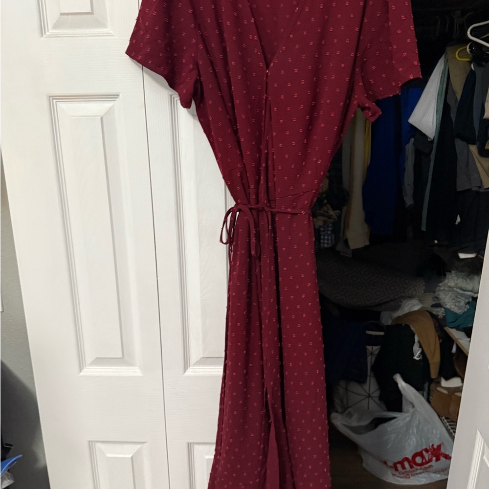 Chic Burgundy Maxi Wrap Dress